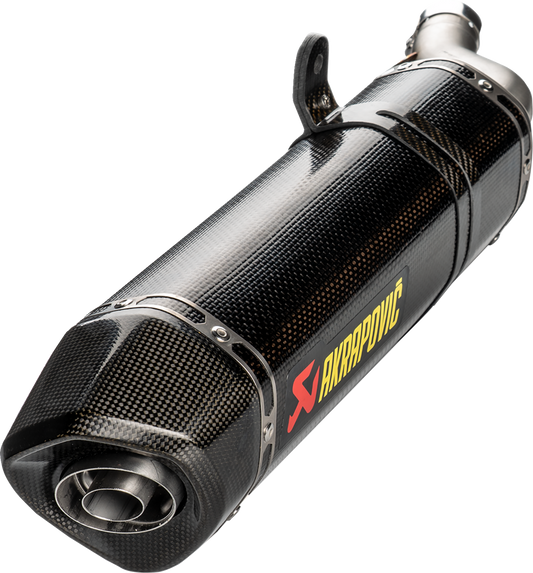 AKRAPOVIC slip-on line muffler with carbon fiber finish for Honda NX500 motorcycle, featuring sleek design and high-performance exhaust.