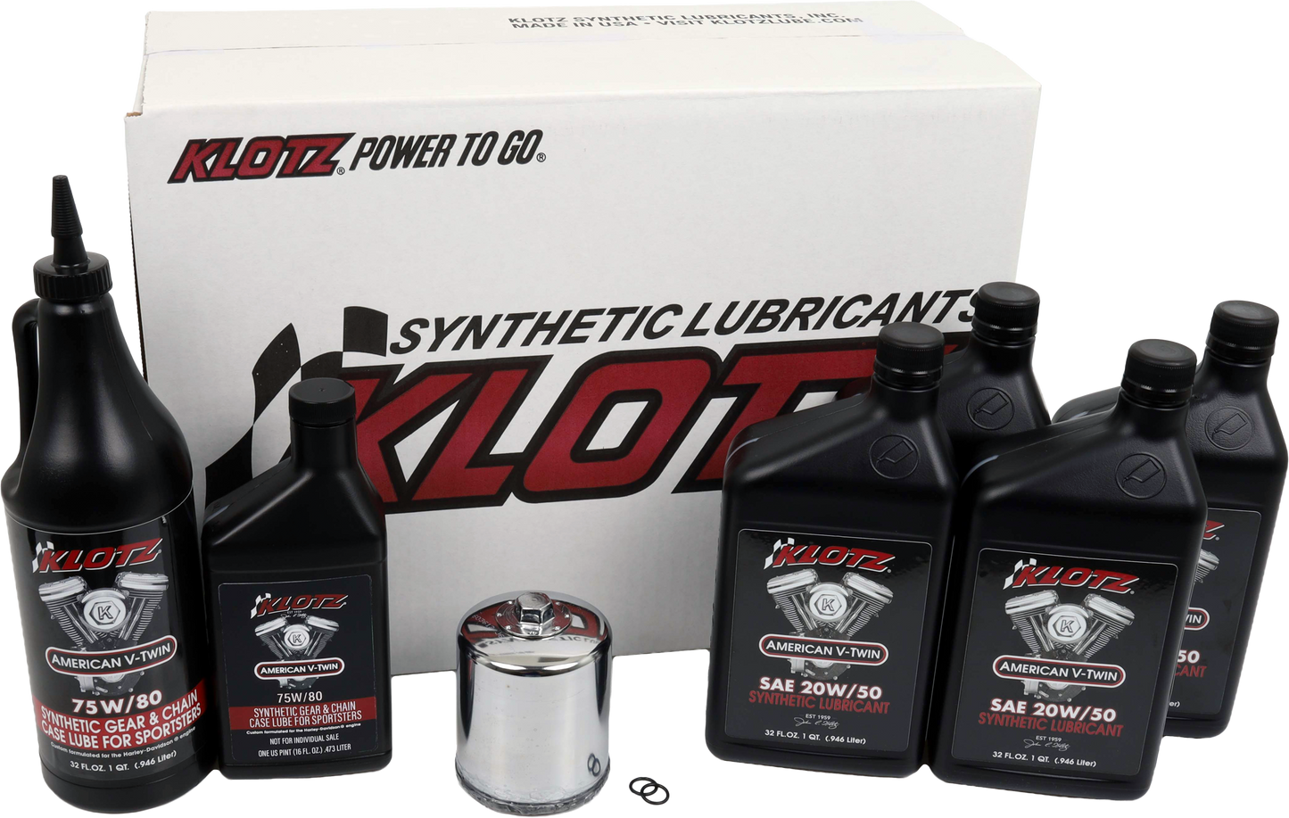 KLOTZ, Klotz Premium Harley Davidson 4 Quart Synthetic Oil Change Kit - Part KH-104