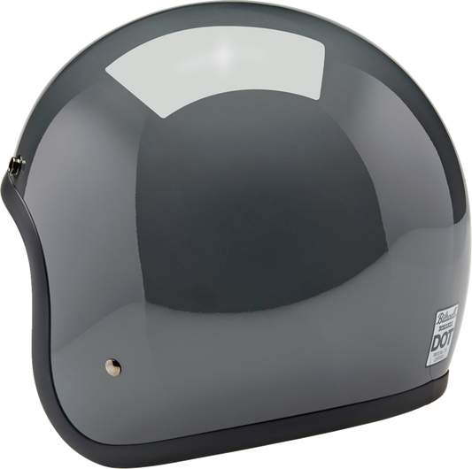 Biltwell Bonanza helmet in glossy Storm Gray, XS size, featuring smooth aerodynamic design and matte finish.