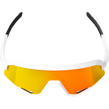 Bill's Exhausts Slendale sunglasses in matte white with HiPER Red Multimirror lenses, stylish and protective eyewear for outdoor use.