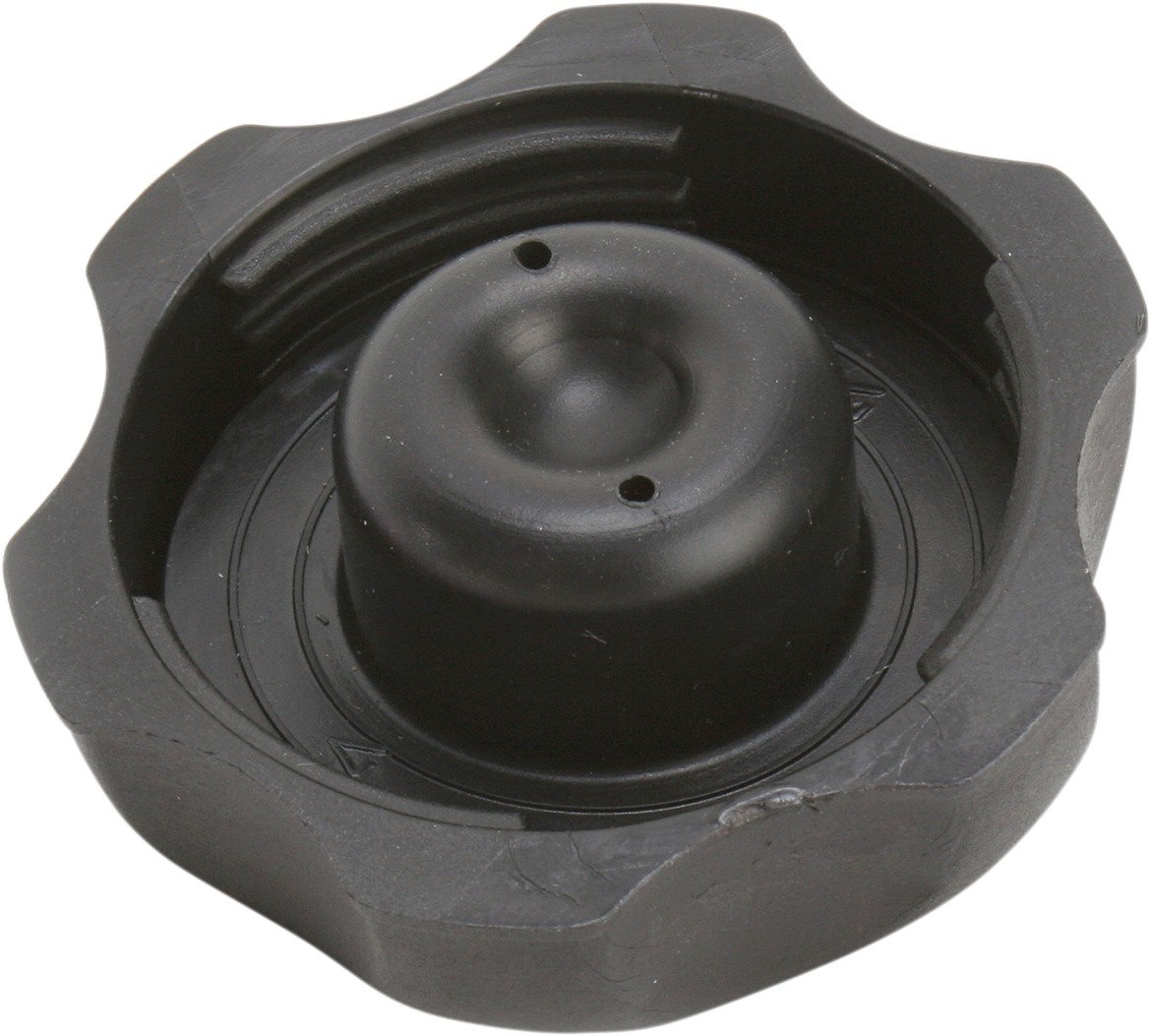 Acerbis small gas cap body part with black finish, designed for motorcycle fuel tanks, shown on a plain background