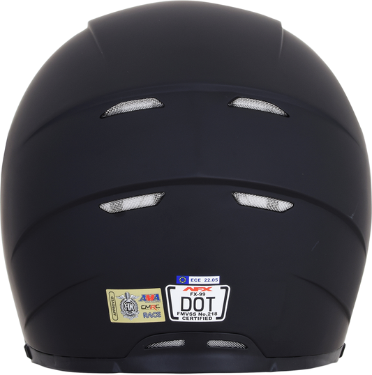Matte black AFX FX-99 helmet in medium size, featuring a sleek aerodynamic design and ventilation vents.