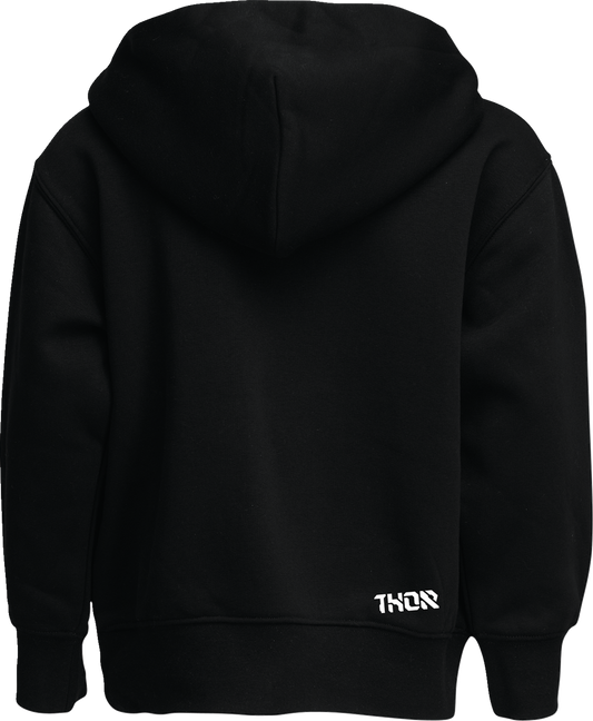 Black THOR Youth Forge Pullover Hoodie in size Medium, featuring the THOR logo and comfortable hoodie design.