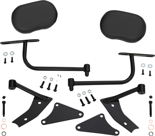 Show Chrome passenger armrest for Can Am Spyder, compatible with Bill's Exhausts engine accessories, in black finish.
