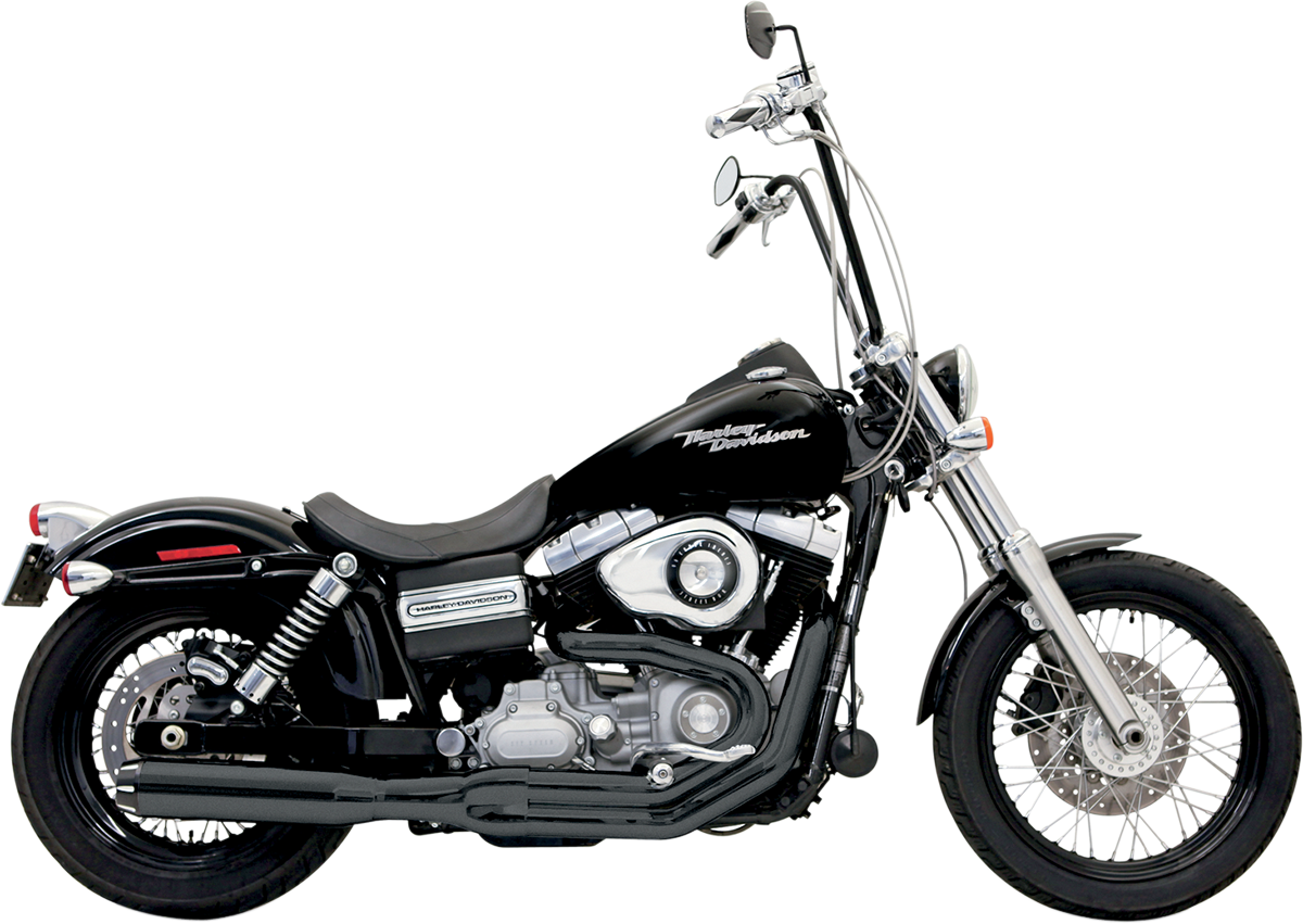 Bassani Xhaust B1 2:1 exhaust system with black finish, featuring chrome exhaust tips and mounting hardware.
