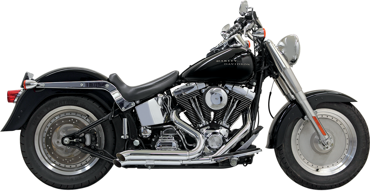 Chrome BASSANI XHAUST Pro Street exhaust for Softail 1986-2017 motorcycle, featuring polished metal finish and sleek design.