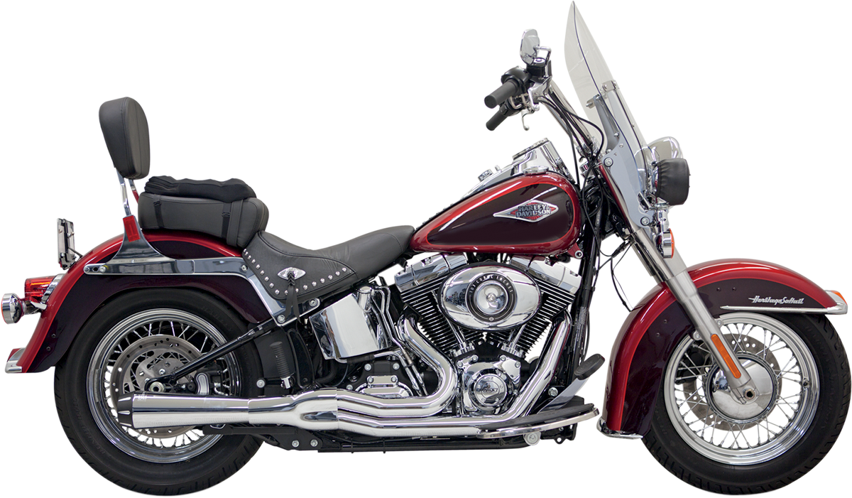 Chrome BASSANI XHAUST Mega Power Exhaust for FXS/FLS motorcycle, featuring a short design and polished finish.