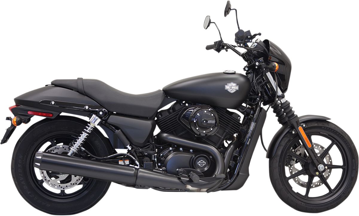 Black 4-inch BASSANI XHAUST muffler for Harley XG500 and XG750 motorcycles, part number 1587LRB, shown in the image.