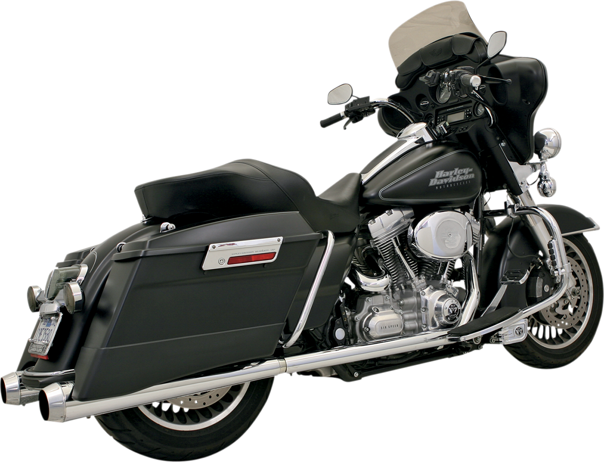 BASSANI XHAUST true dual crossover header pipes for Harley FL 2007-2008, featuring chrome finish and high-performance design