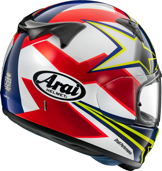ARAII HELMETS Regent-X Stars & Stripes Dark motorcycle helmet, small size, with patriotic star design and dark visor.