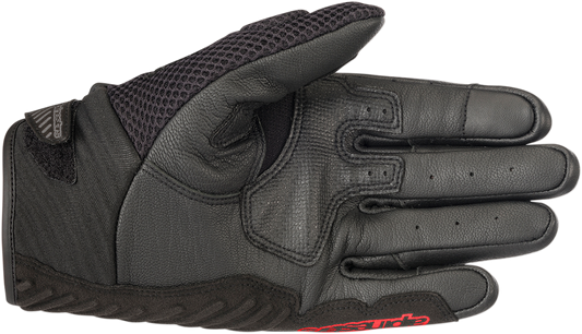 Black and fluo red Alpinestars SMX-1 Air V2 motorcycle gloves in XL size, featuring protective knuckles and breathable design