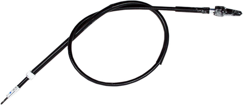 Black vinyl speedo cable for motorcycle from MOTION PRO, showing the coiled cable with connectors at each end.
