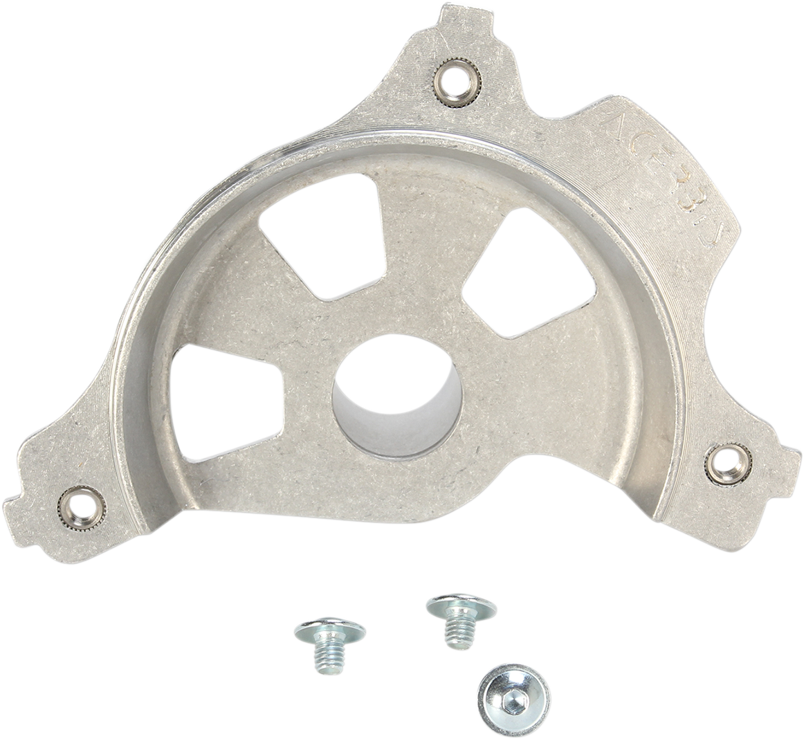 Unfinished Acerbis disc cover mount kit for Husqvarna and KTM motorcycles, body component with mounting hardware.