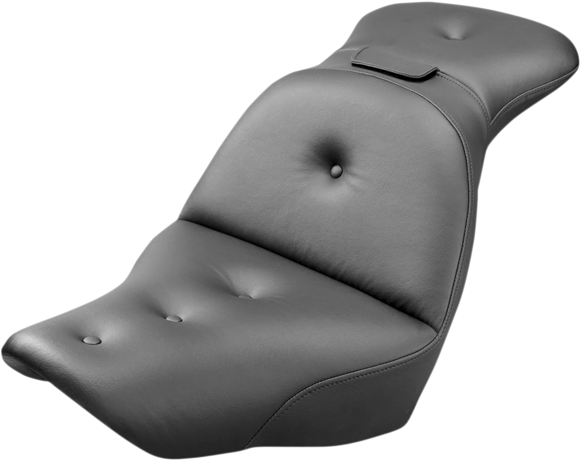 SADDLEMEN Explorer Road Sofa Seat by Bill's Exhausts, motorcycle seat with black finish and ergonomic design for touring bikes.