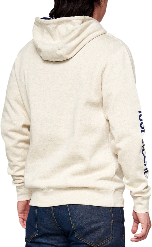Bill's Exhausts BB33 Pullover Hoodie in oatmeal with welt pocket, small size, casual hoodie for comfortable everyday wear.