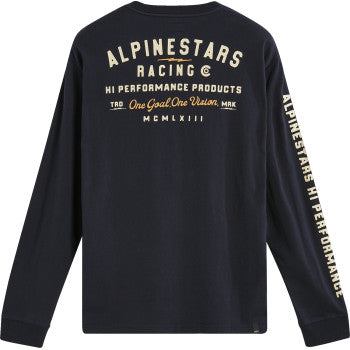 White ALPINESTARS REP long-sleeve T-shirt in large size, featuring the ALPINESTARS logo on the front for motorcycle apparel.
