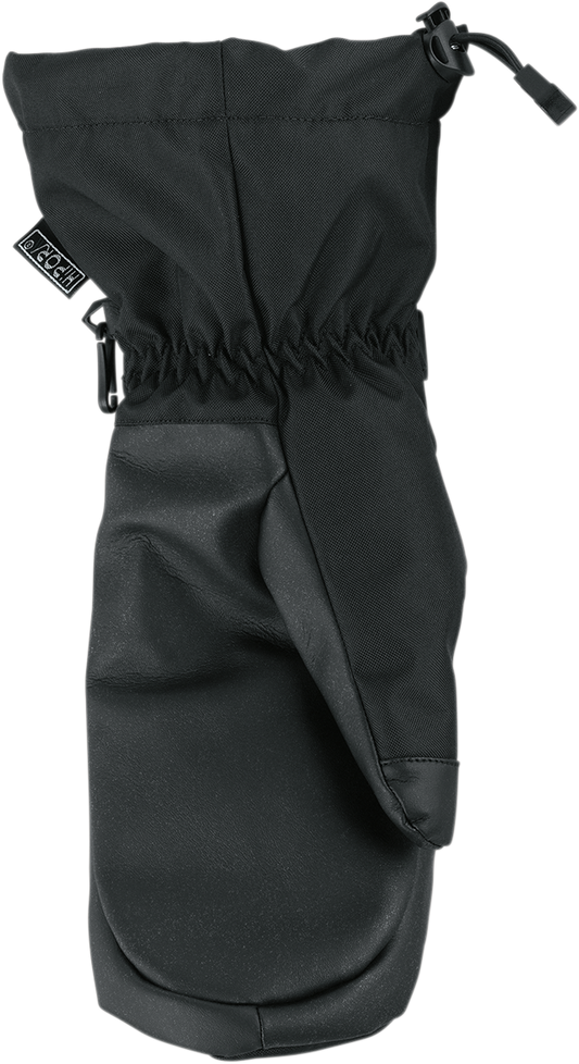 Black ARCTIVA Women's Pivot Mittens by Bill's Exhausts, large size, showing the insulated mitten design and wrist strap.