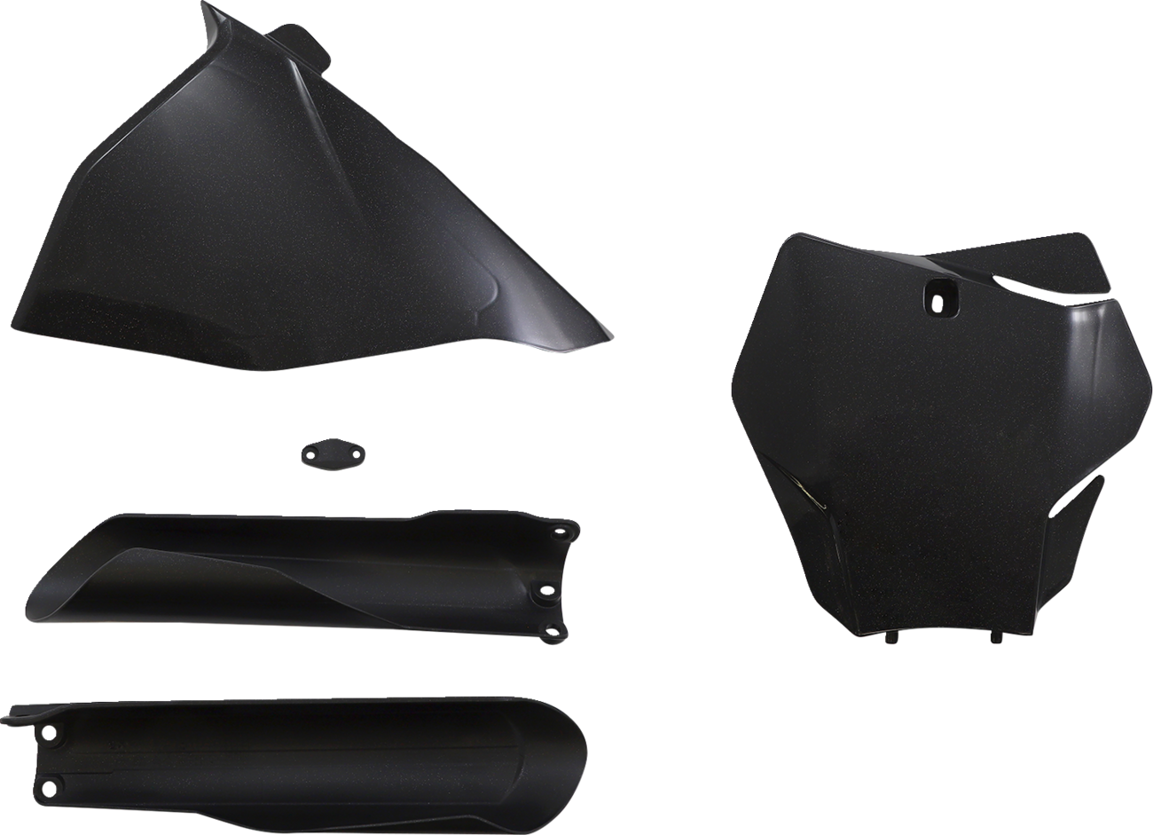Acerbis full replacement body kit in black and metallic for motorcycle, featuring sleek design and durable construction.