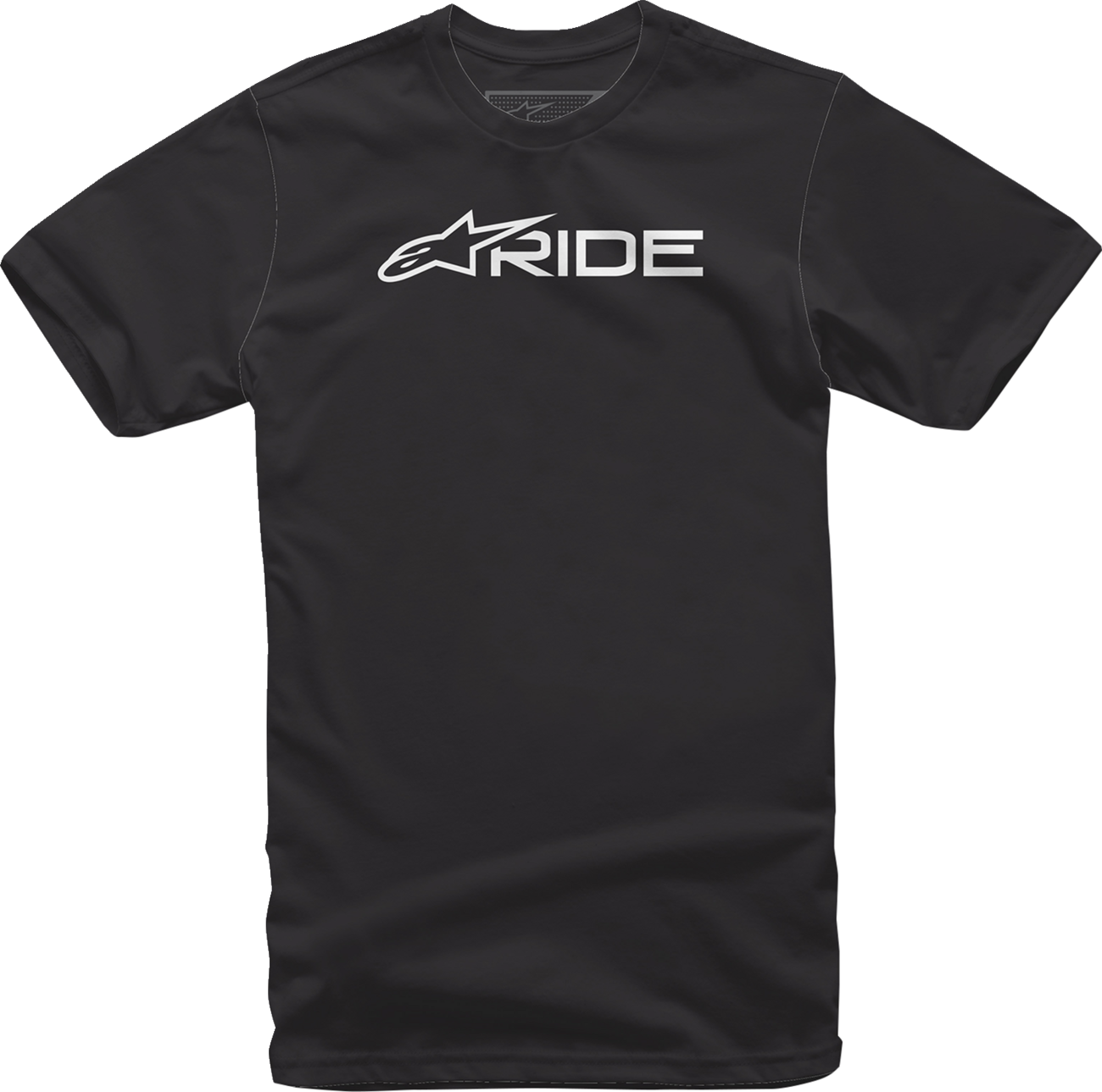 Alpinestars Ride 3.0 T-Shirt in black and white, medium size, casual short-sleeve graphic T-shirt for motorcycle enthusiasts.