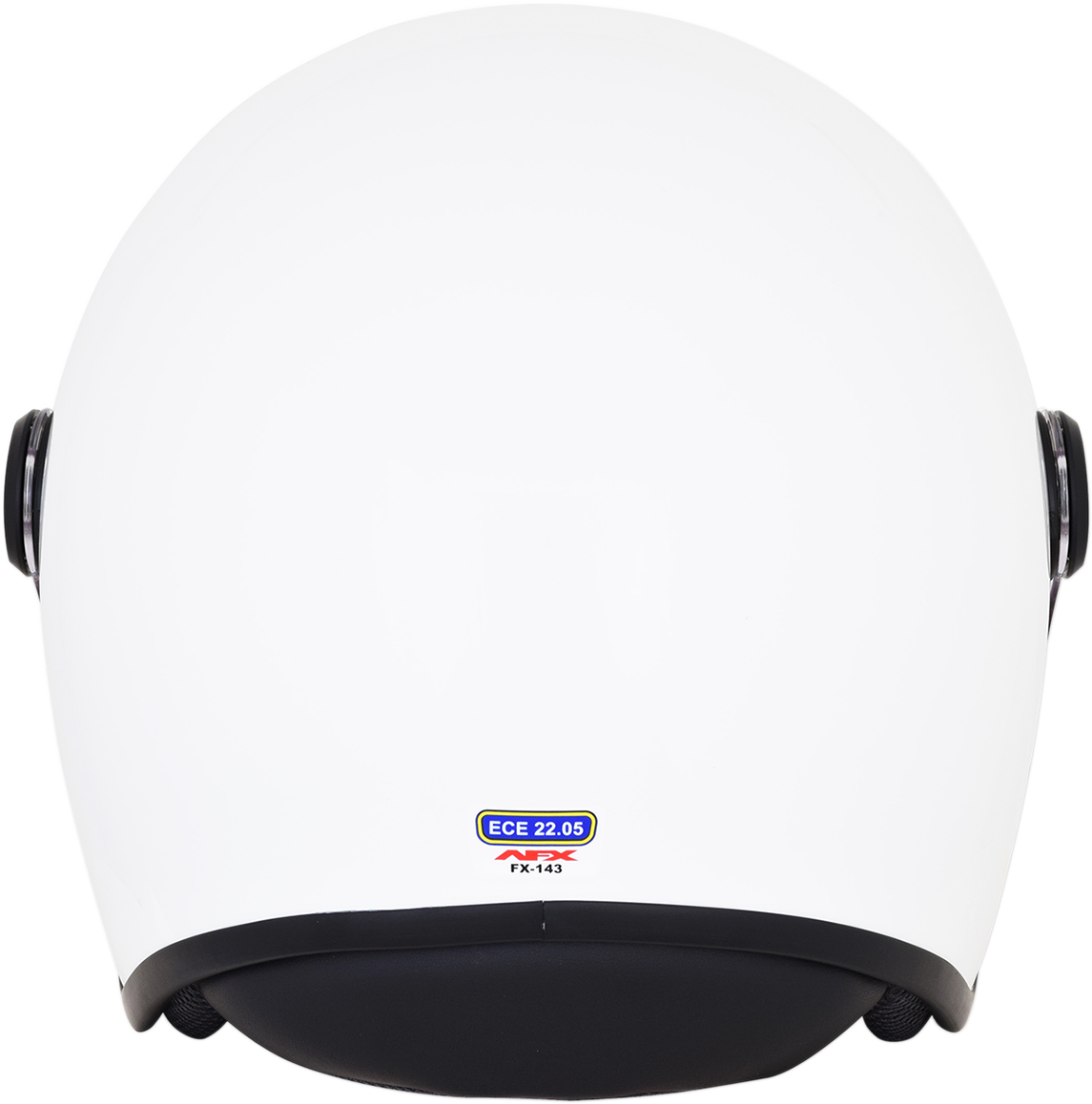 White AFX FX-143 motorcycle helmet in 2XL size, featuring a sleek design and secure fit, by Bill's Exhausts.