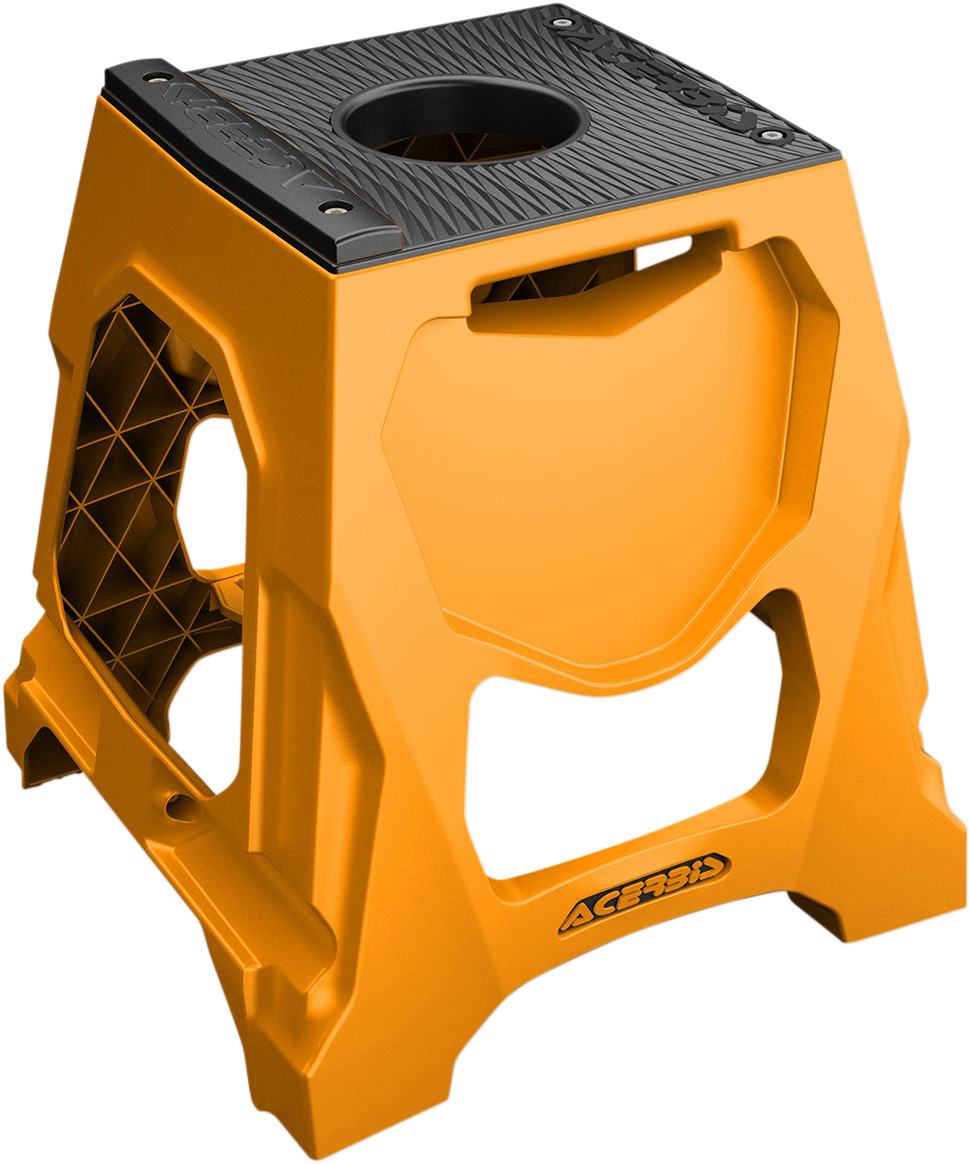 Acerbis 711 bike stand in bright orange, designed for motorcycle support, featuring durable body construction and brand branding.