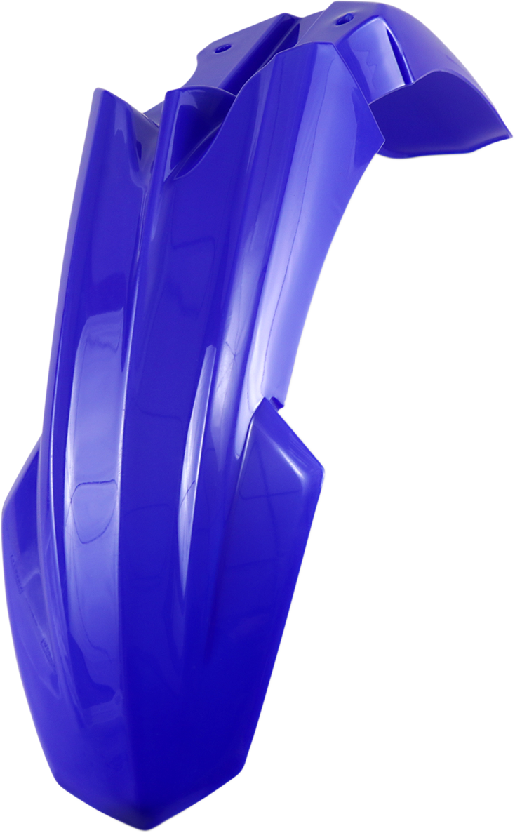 Acerbis blue front fender for motorcycle, made of durable body material, showcasing its sleek curved design.