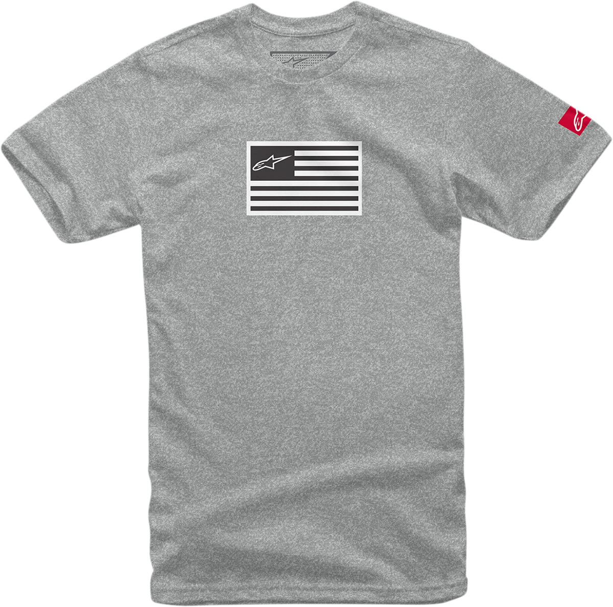 Bill's Exhausts flagged T-shirt in heather gray, medium size, featuring a bold flag graphic on the front.