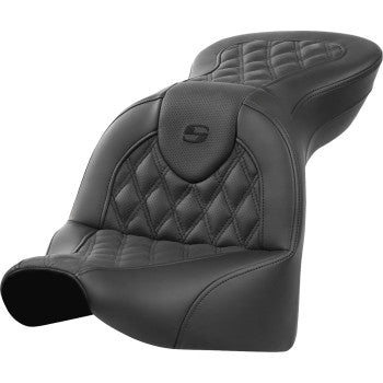 SADDLEMEN Roadsofa™ motorcycle seat with lattice stitch design, without backrest, for FXBR/S models 2018-2020, by Bill's Exhausts.