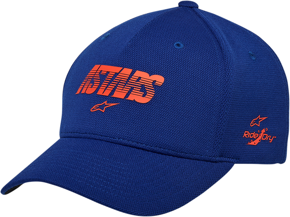 Alpinestars Angle Velo Tech hat in royal blue, one size, with embroidered logo, casual stylish headwear for men.