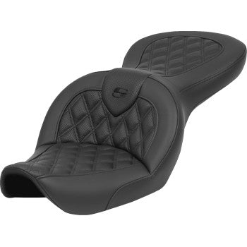 Bill's Exhausts SADDLEMEN Roadsofa™ seat without backrest, lattice stitch design for FXDWG models 1996-2023.