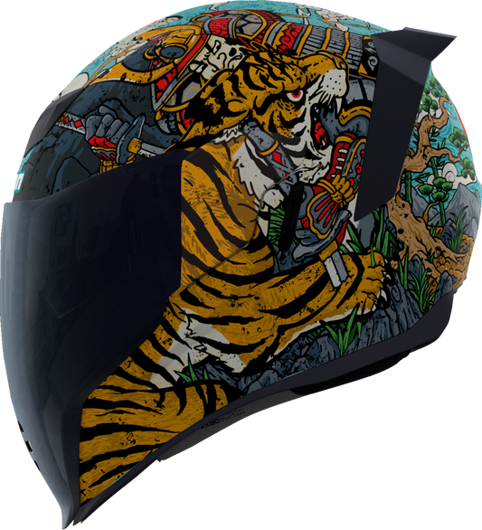 Bill's Exhausts ICON Airflite™ helmet in Edo design with MIPS® protection, shown in XL size with sleek aerodynamic shape.