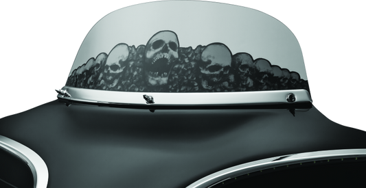 Kuryakyn Smooth Windshield Trim for Harley Davidson Touring Models 96-13, close-up view showing sleek chrome finish and fitment details
