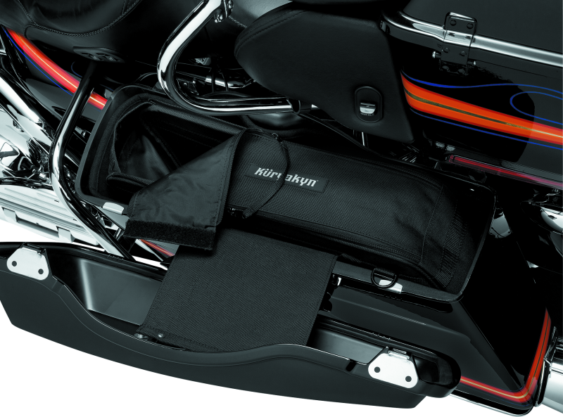 Kuryakyn removable saddlebag liners for Honda Gold Wing 2001-2005, showing the fabric-lined interior and zipper closures.