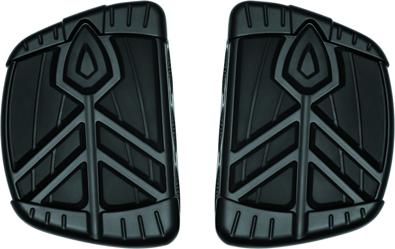 Kuryakyn Spear Mini Boards for Indian Motorcycles in satin black, featuring sleek, textured foot pegs with a spear design.