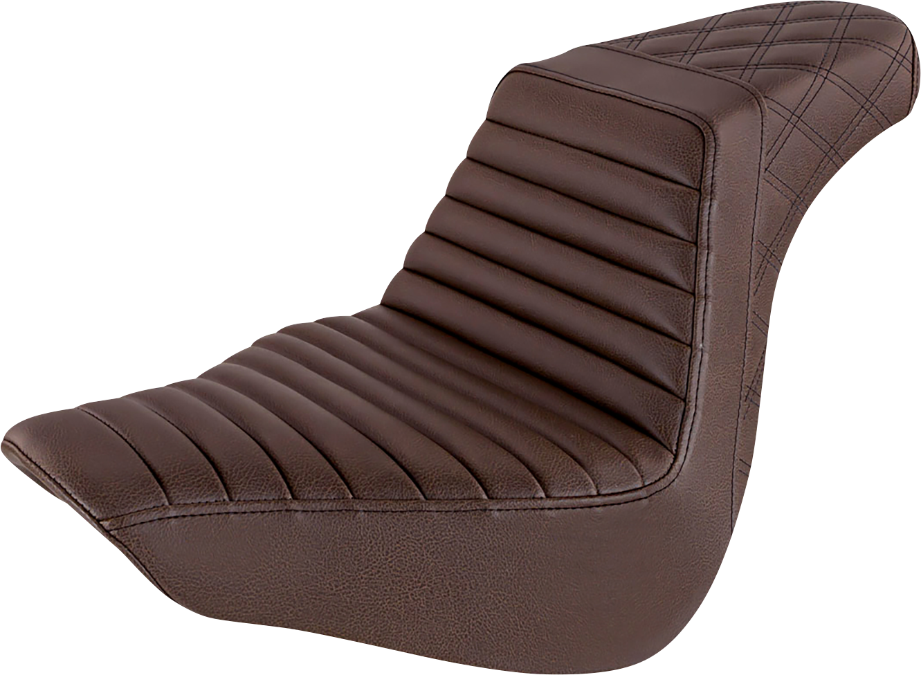 Bill's Exhausts SADDLEMEN Step-Up Seat with front tuck-n-roll and rear lattice stitch in brown for Harley FLFB/S 2018-2023.