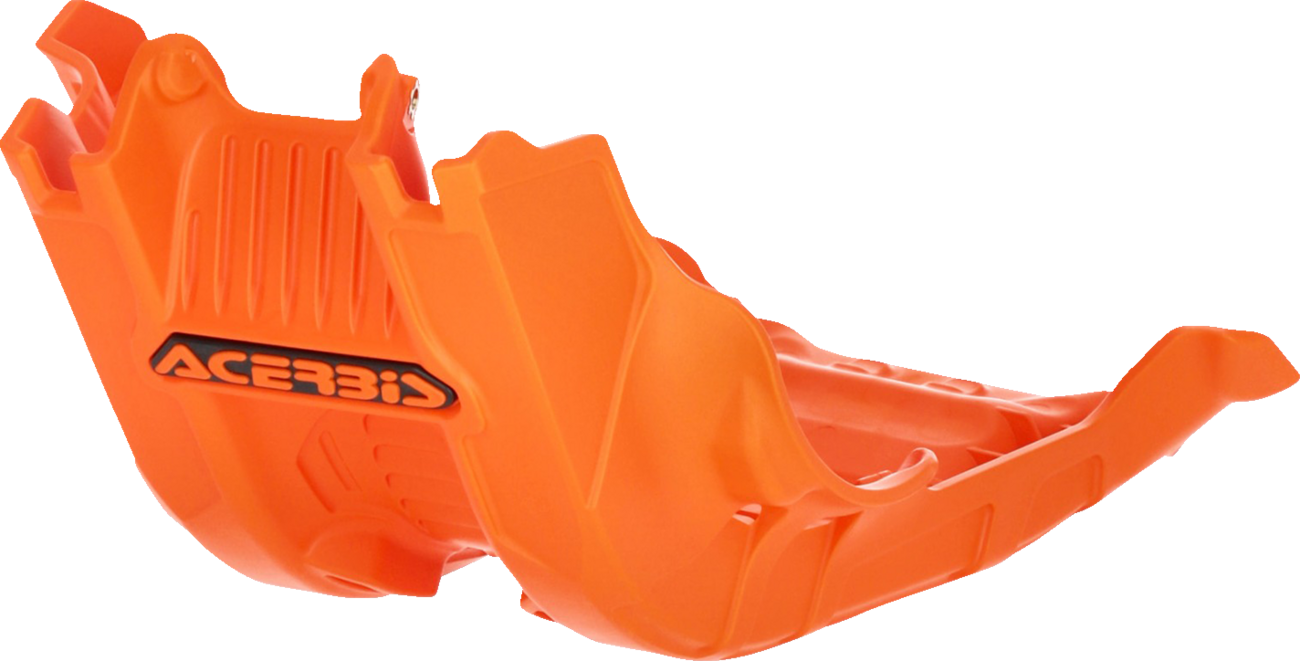 Acerbis OEM orange skid plate for 2016 KTM 350 XC-W/EXC-F, mounted on motorcycle body, durable plastic construction with Acerbis branding.