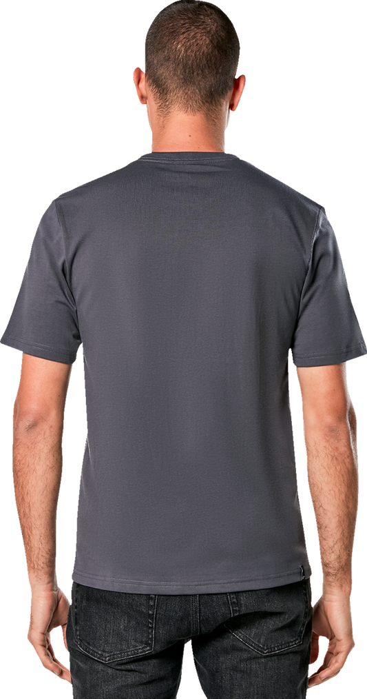 Alpinestars Always 2.0 CSF T-Shirt in charcoal, black, and blue, medium size, featuring the Alpinestars logo and design.