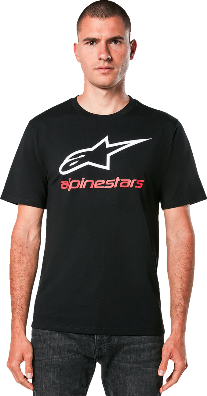 Alpinestars Always 2.0 CSF T-Shirt in black, white, and red, size XL, featuring the Alpinestars logo and sporty design.