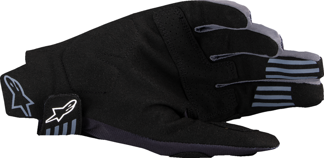 Alpinestars Techstar MX gloves in black, XL size, showing the durable motocross glove design with logo details.