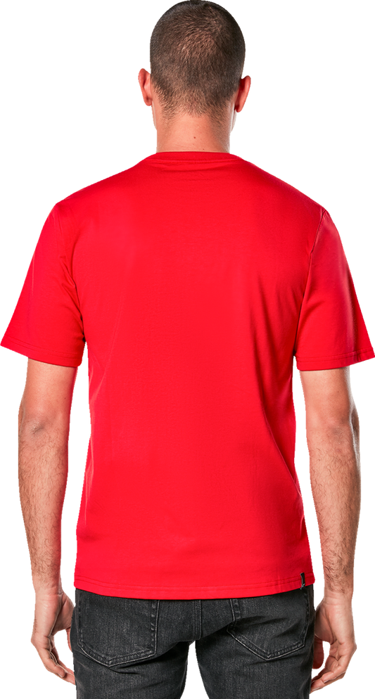Alpinestars Ageless 2.0 CSF T-shirt in red and white, medium size, featuring the brand logo on the front.