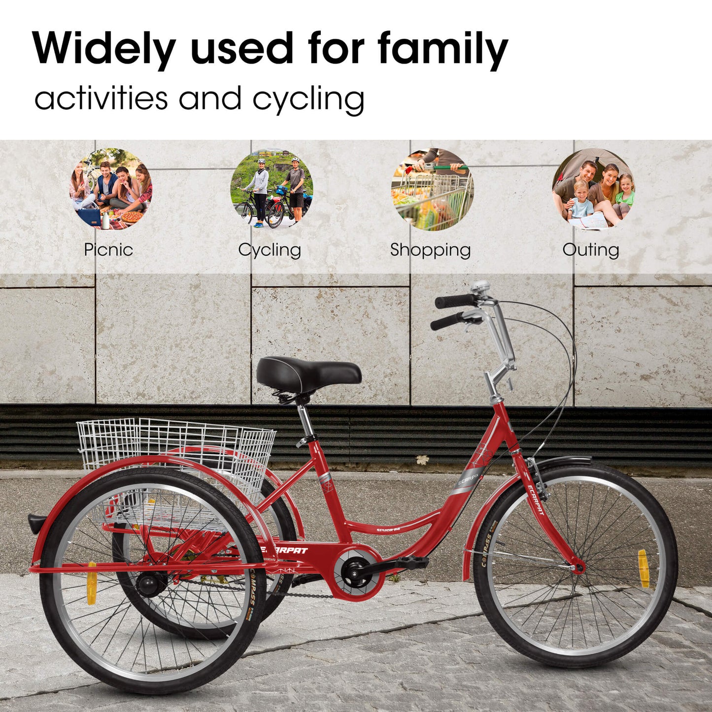 Ecarpat 24“ Single-Speed Adult Tricycle - Howling Moto