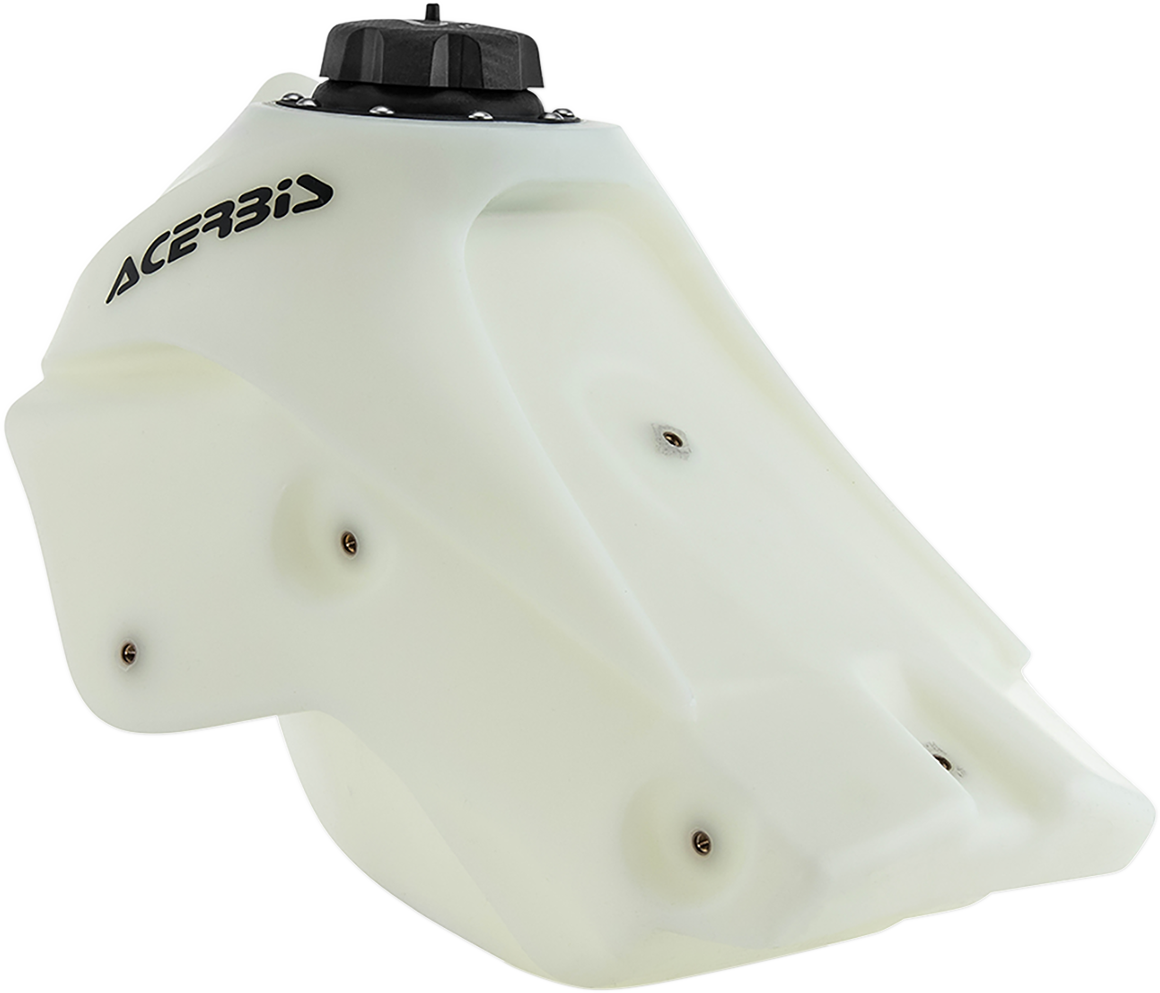 Acerbis Kawasaki gas tank in natural finish, 2.9 gallons, body style, for motorcycle, with brand markings and mounting points visible.