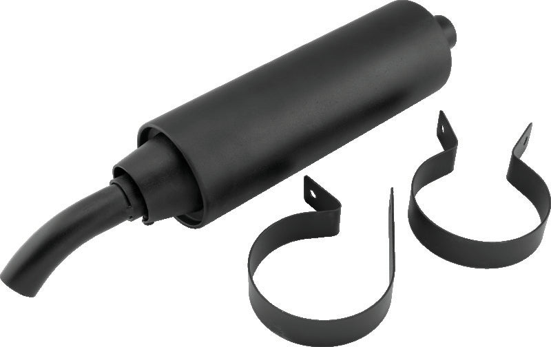 QuadBoss slip-on muffler with black finish for Honda ATC250ES 85-87, part number 157109, shows the exhaust tip and mounting details.
