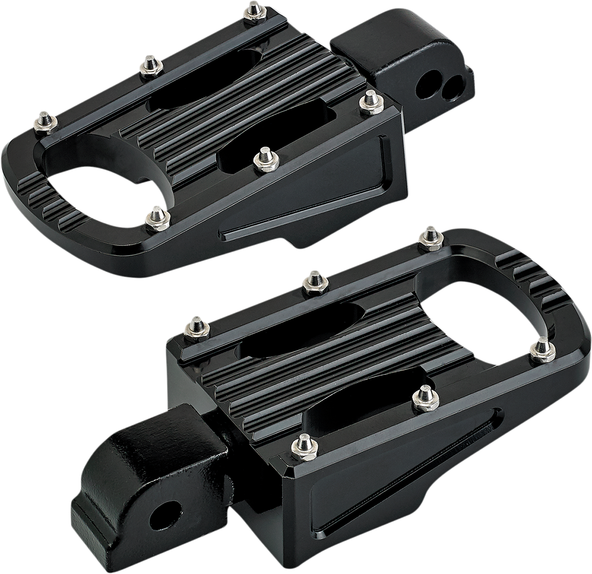Black BILTWELL Punisher Passenger Footpeg for M8 motorcycles, showing the textured metal surface and mounting hardware.