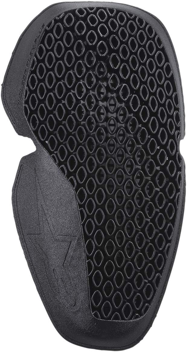Alpinestars Nucleon Flex Plus knee protectors in large size, black protective gear with adjustable straps for motorcycle safety.