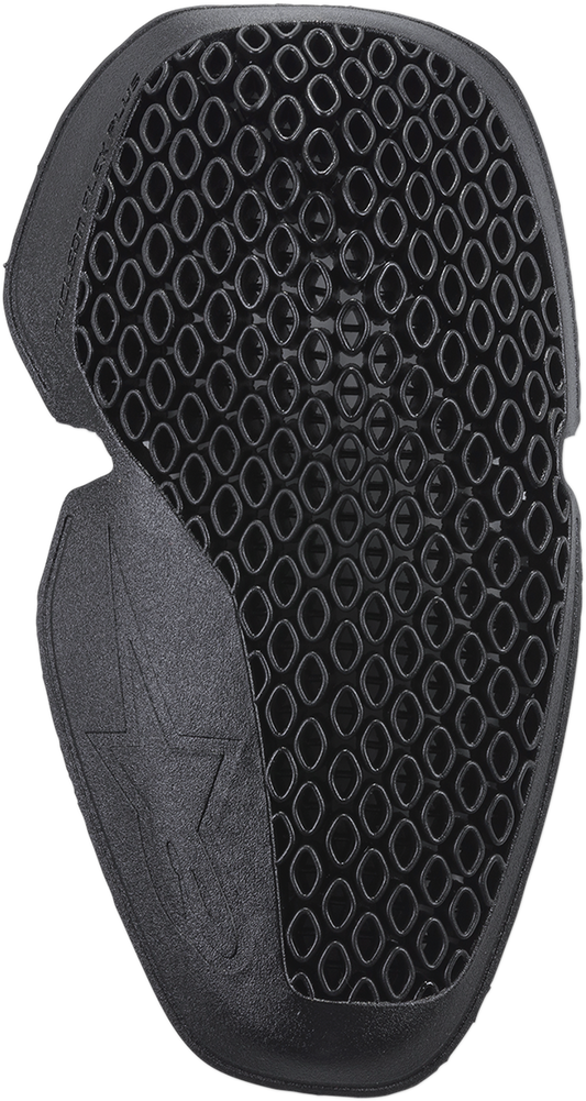 Alpinestars Nucleon Flex Plus knee protectors in large size, black protective gear with adjustable straps for motorcycle safety.