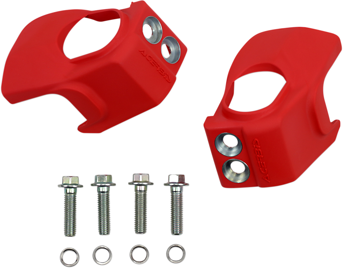 Red Acerbis Fork Shoe Protector for motorcycles, designed to protect fork components during rides and maintenance.