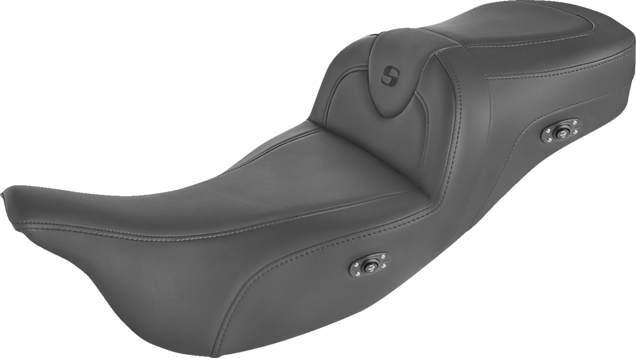 SADDLEMEN Heated RoadSofa Seat - Without Backrest - Black w/Black Stitching - Trikes 808-07B-187THCT - Howling Moto