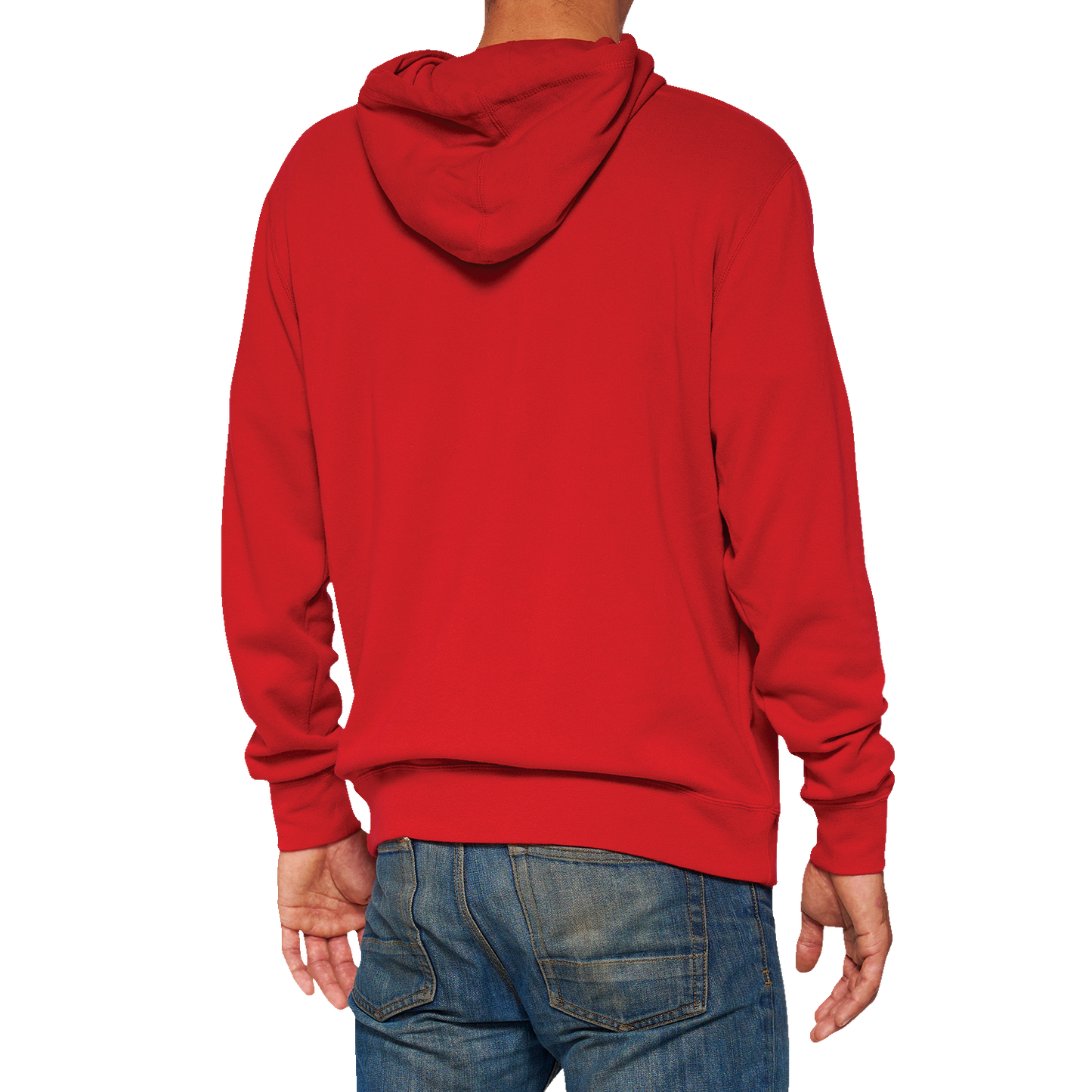 Red 100% Icon Bill's Exhausts pullover hoodie in small size, featuring a front graphic and soft fabric for casual comfort.