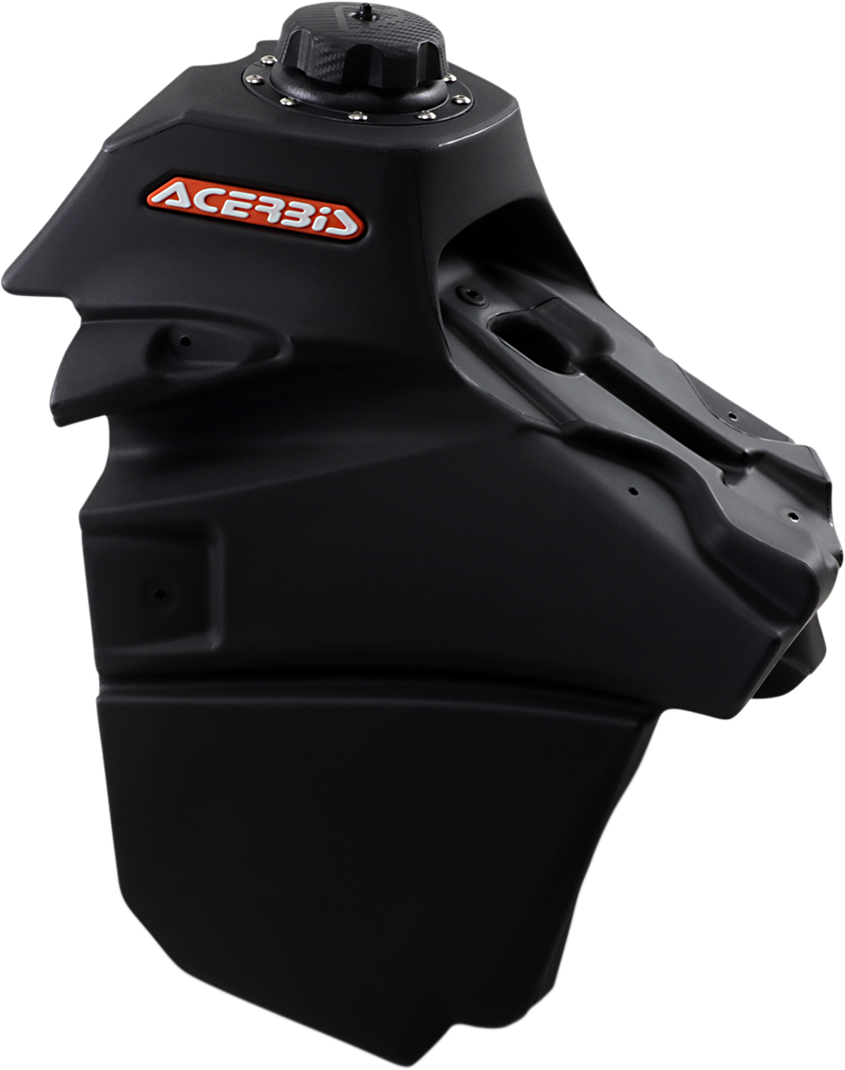 Black ACERBIS gas tank for KTM motorcycles, 3.1-gallon capacity, body style, designed for durability and performance.